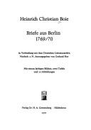 Cover of: Briefe aus Berlin 1769/70.: In Verbindung mit dem Deutschen Literaturarchiv, Marbach a. N.