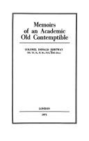 Cover of: Memoirs of an academic Old Contemptible. by Donald Portway