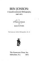 Cover of: Ben Jonson: a quadricentennial bibliography, 1947-1972