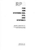 RPG for IBM systems/360, 370, and System/3 by Richard F. Loschetter