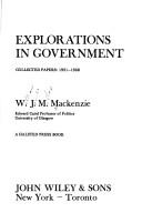 Cover of: Explorations in government: collected papers, 1951-1968