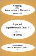 Cover of: Logical and logico-mathematical calculi. 2.