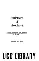 Cover of: Settlement of structures.