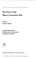 Cover of: The prose of the minor Connecticut wits.