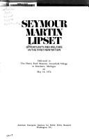 Cover of: Opportunity and welfare in the first new nation: delivered in the Henry Ford Museum, Greenfield Village, in Dearborn, Michigan, on May 16, 1974
