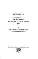 De re poetica by Blount, Thomas Pope Sir