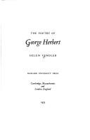 The poetry of George Herbert by Helen Hennessy Vendler