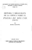 Cover of: Historia y bibliografía de la crítica sobre el Poema de mío Cid (1750-1971)