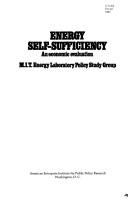 Cover of: Energy self-sufficiency by M.I.T. Energy Laboratory Policy Study Group.