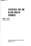 Cover of: Statistics for the allied health sciences