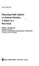 Cover of: Measuring public opinion on national priorities: a report on a pilot study