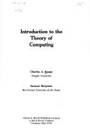 Cover of: Introduction to the theory of computing