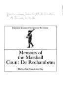 Cover of: Memoirs of the Marshall Count de Rochambeau. by Rochambeau, Jean-Baptiste-Donatien de Vimeur comte de