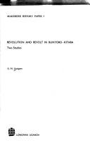 Cover of: Revolution and revolt in Bunyoro-Kitara: two studies