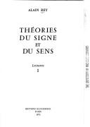 Cover of: Théories du signe et du sens: lectures.