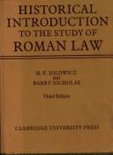 Cover of: Historical introduction to the study of Roman law by H. F. Jolowicz
