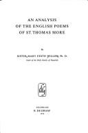 Cover of: An analysis of the English poems of St. Thomas More. by Mary Edith Willow