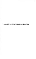 Cover of: Orientation philosophique.