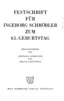 Cover of: Festschrift für Ingeborg Schröbler zum 65.: [fünfundsechzigsten] Geburtstag