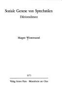 Cover of Soziale Genese von Sprechstilen by Margret Wintermantel