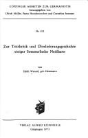 Cover of Zur Textkritik und Überlieferungsgeschichte einiger Sommerlieder Neidharts