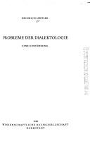 Cover of: Probleme der Dialektologie: eine Einf.