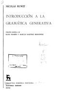 Cover of: Introducción a la gramática generativa. by Nicolas Ruwet