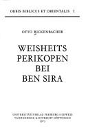 Cover of: Weisheitsperikopen bei Ben Sira