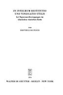 Cover of: In integrum restitutio und vindicatio utilis bei Eigentumsübertragungen im klassischen römischen Recht