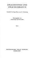 Cover of: Sprachsystem und Sprachgebrauch: Festschrift f. Hugo Moser