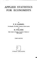 Cover of: Applied statistics for economists by Peter Henry Karmel