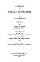 Cover of: A history of German literature by Robertson, John George, Robertson, John George