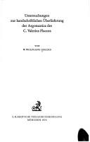 Untersuchungen zur handschriftlichen Überlieferung der Argonautica des C. Valerius Flaccus by Widu-Wolfgang Ehlers
