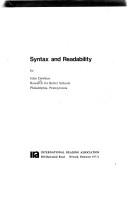 Cover of: Syntax and readability