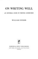 Cover of: On writing well by William Zinsser