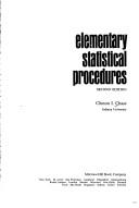 Cover of: Elementary statistical procedures by Clinton I. Chase