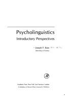 Cover of: Psycholinguistics by Joseph F. Kess