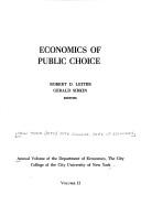 Cover of: Economics of public choice by Robert D. Leiter, Gerald Sirkin, editors.