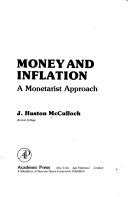 Cover of: Money and inflation | J. Huston McCulloch