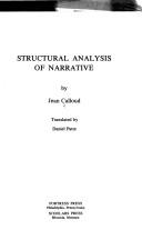 Cover of: Structural analysis of narrative