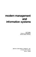 Cover of: Modern management and information systems