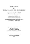 Cover of: Wortindex zu Thomas Mann, Der Zauberberg