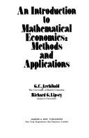 Cover of: An introduction to mathematical economics: methods and applications