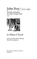 Cover of: John Pory, 1572-1636 by William Stevens Powell