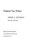 Cover of: Federal tax policy