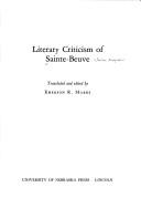 Cover of: Literary criticism of Sainte-Beuve by Charles Augustin Sainte-Beuve