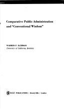Cover of: Comparative public administration and "conventional wisdom"