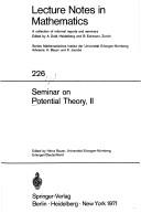 Cover of: Seminar on potential theory, II. by Edited by Heinz Bauer.