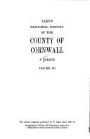 Cover of: Lake's parochial history of the county of Cornwall.