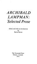 Cover of: Archibald Lampman: selected prose